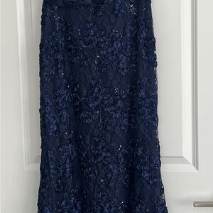 Elegant Navy Floral Lace Skirt